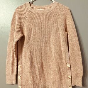 LOFT Pastel Pink Sweater with Button Details